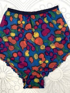 EVE STILLMAN Vintage Hi Waist Flutter Panty by Gracette Fruit Print 60's/70's
